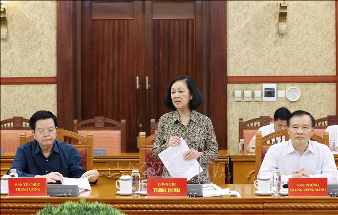 Thường trực Ban Bí thư, Trưởng Ban Tổ chức trung ương Trương Thị Mai phát biểu ý kiến chỉ đạo tại hội nghị. Ảnh: Phương Hoa/TTXVN