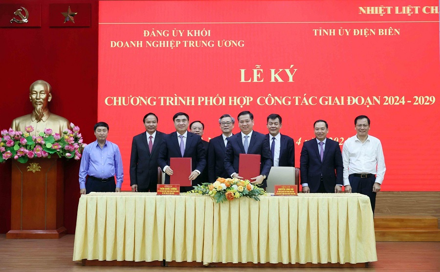 Lễ ký kết Chương trình phối hợp công tác giữa Tỉnh ủy Điện Biên với Đảng ủy Khối Doanh nghiệp Trung ương  giai đoạn 2024-2029.