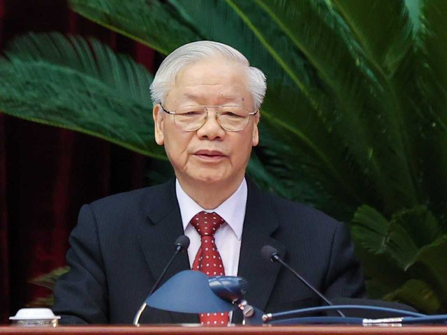 Tổng Bí thư Nguyễn Phú Trọng phát biểu kết luận tại Hội nghị. Ảnh: VGP