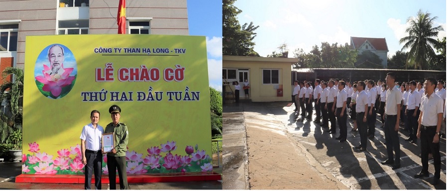 Nghi lễ Chào cờ đầu tuần ở Công ty Than Hạ Long.