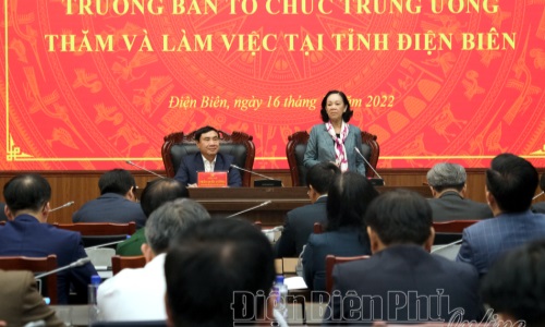 Trưởng Ban Tổ chức Trung ương Trương Thị Mai làm việc tại Điện Biên