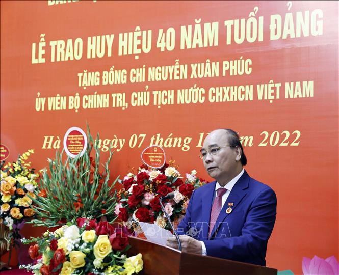 Đồng chí Nguyễn Xuân Phúc, Ủy viên Bộ Chính trị, Chủ tịch nước Cộng hòa XHCN Việt Nam phát biểu. Ảnh: Thống Nhất/TTXVN
