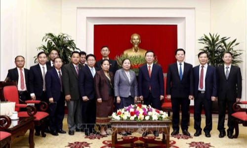 Đồng chí Võ Văn Thưởng tiếp Đoàn đại biểu cấp cao Ban Tổ chức Trung ương Đảng Nhân dân Cách mạng Lào