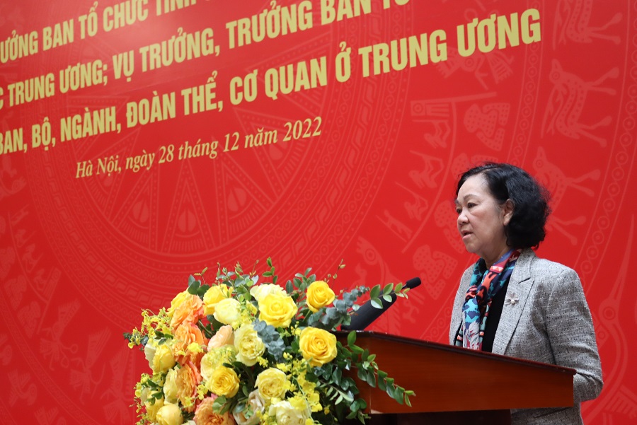 Đồng chí Trương Thị Mai phát biểu tại Hội nghị.