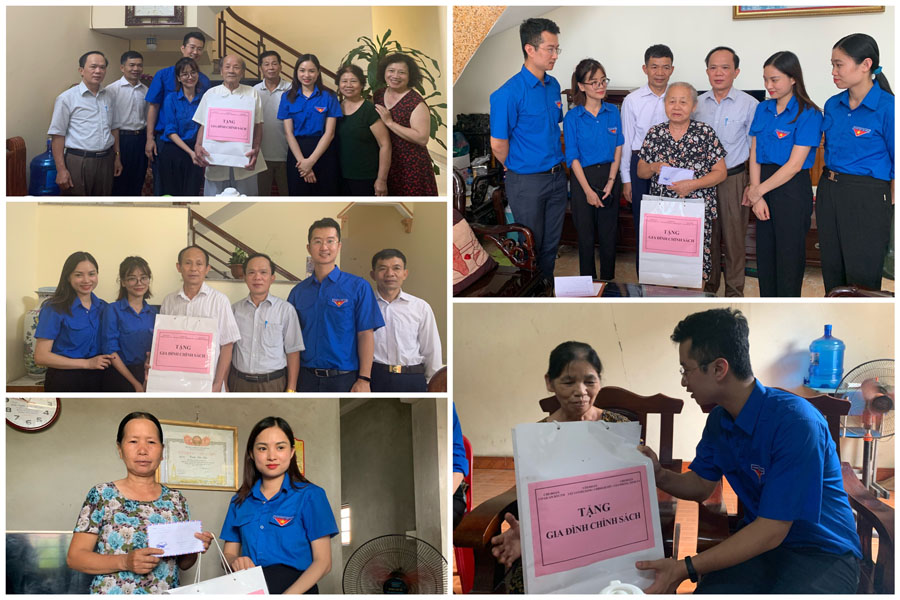 Đoàn viên thanh niên các chi đoàn cũng tới thăm hỏi và tặng quà các gia đình chính sách, người có công với cách mạng trên địa bàn thành phố Lạng Sơn.