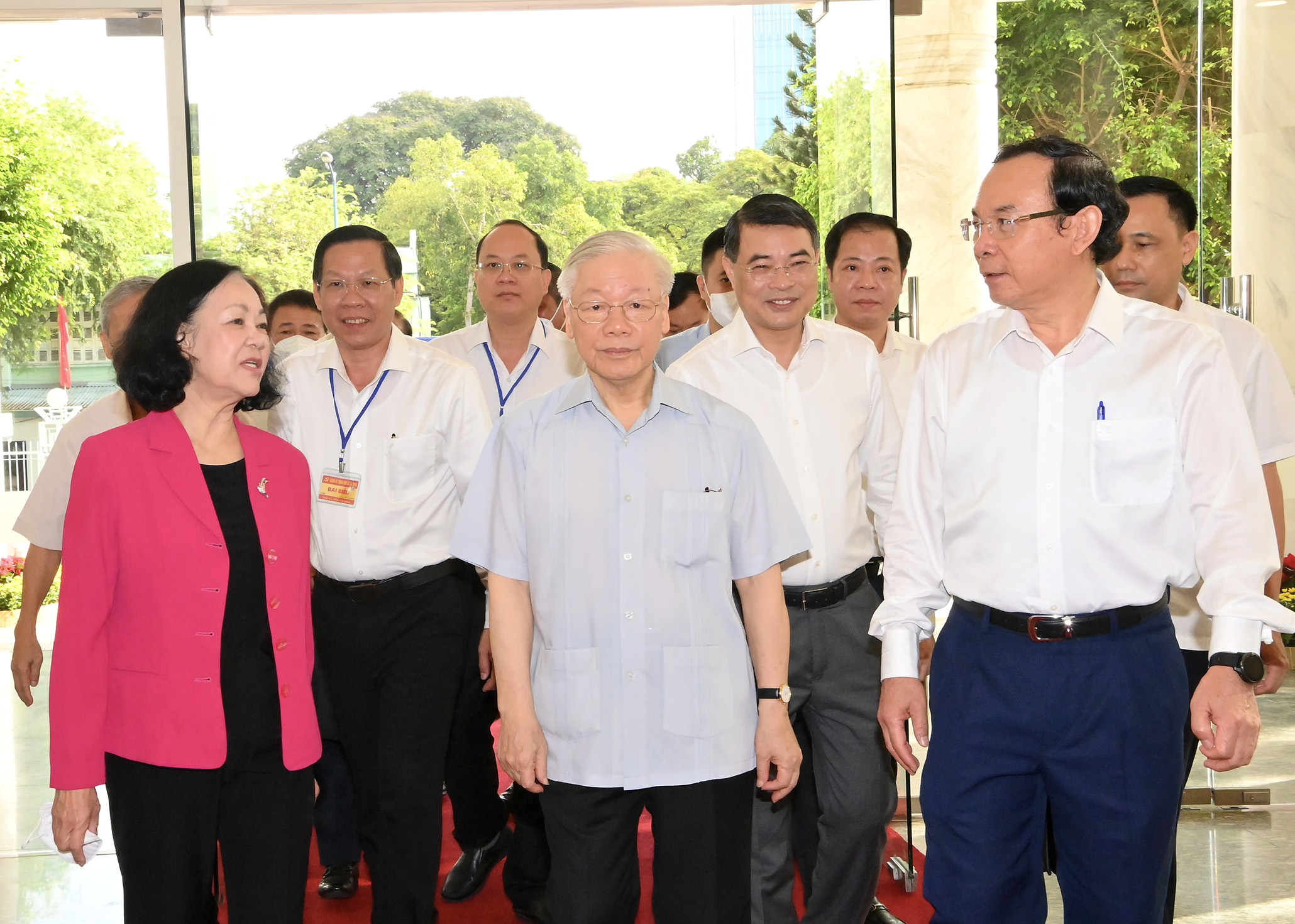 Tổng Bí thư Nguyễn Phú Trọng dẫn đầu đoàn công tác của Trung ương Đảng thăm và làm việc với Thành ủy TP. Hồ Chí Minh (Ảnh: Việt Dũng)