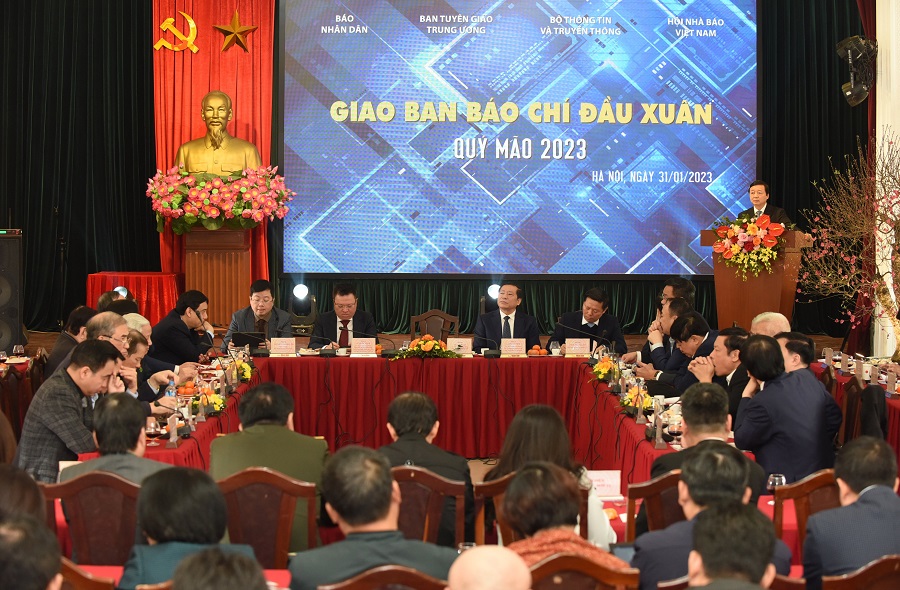 Phó Thủ tướng Trần Hồng Hà phát biểu tại Giao ban báo chí đầu Xuân Quý Mão 2023.
