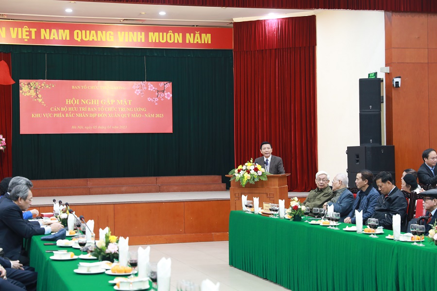 Đồng chí Nguyễn Ngọc Lâm phát biểu tại buổi gặp mặt.