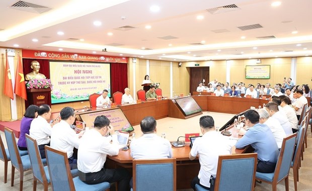 Toàn cảnh buổi tiếp xúc cử tri tại quận Đống Đa của Tổng Bí thư Nguyễn Phú Trọng. (Ảnh: Trí Dũng/TTXVN).