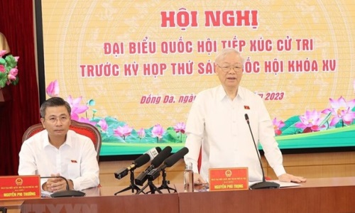 Tổng Bí thư Nguyễn Phú Trọng tiếp xúc cử tri Hà Nội trước Kỳ họp thứ 6