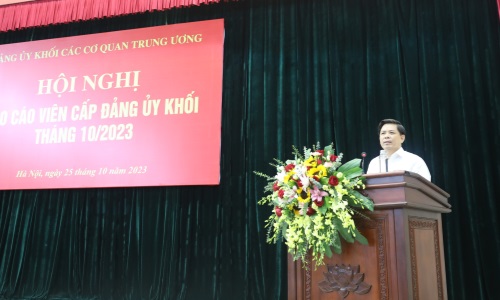 Đảng ủy Khối Các cơ quan Trung ương tổ chức Hội nghị báo cáo viên tháng 10-2023
