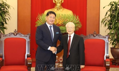 Tổng Bí thư Nguyễn Phú Trọng tiếp Tổng thống Mông Cổ