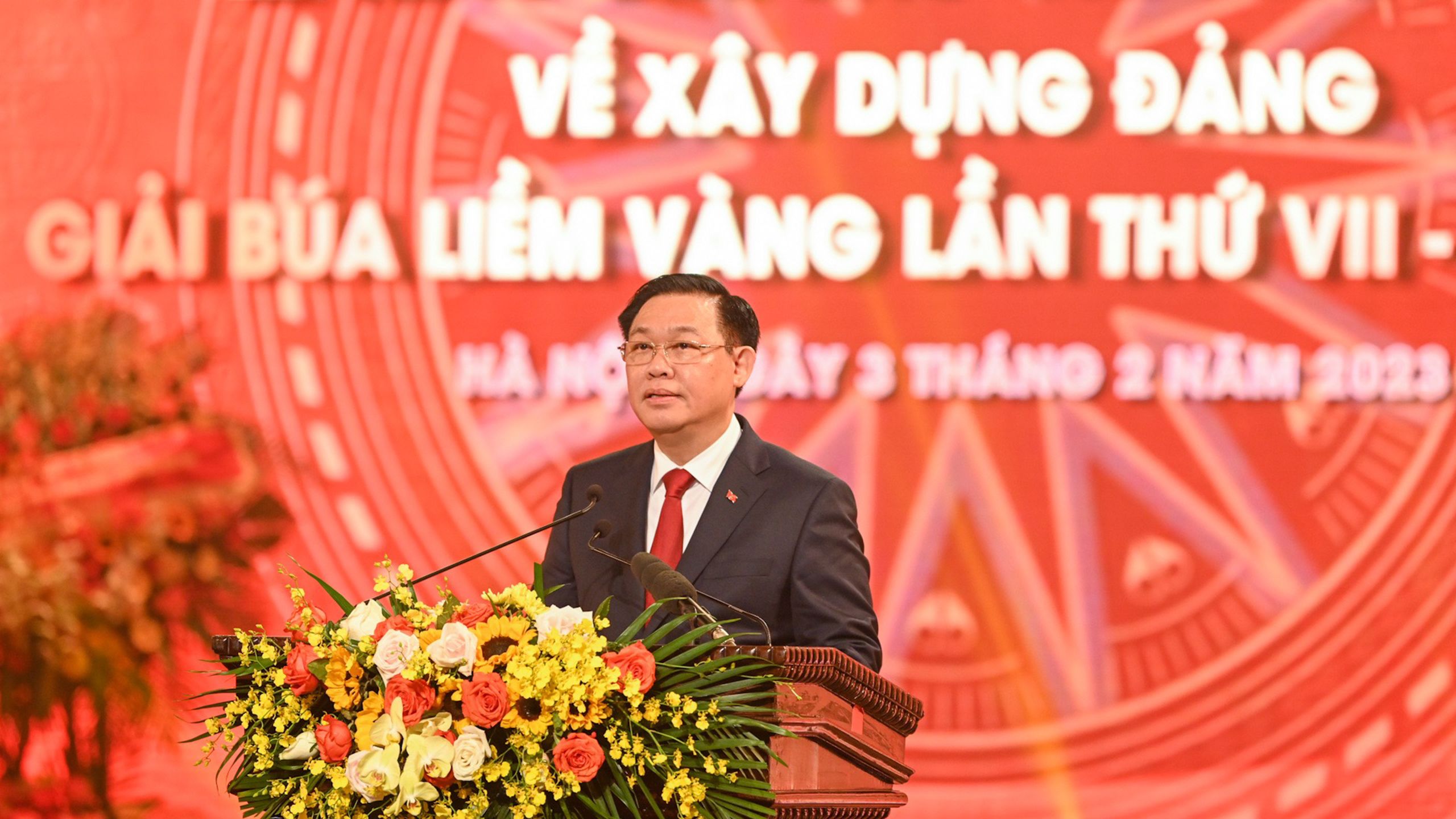 Chủ tịch Quốc hội Vương Đình Huệ phát biểu tại Lễ trao giải.