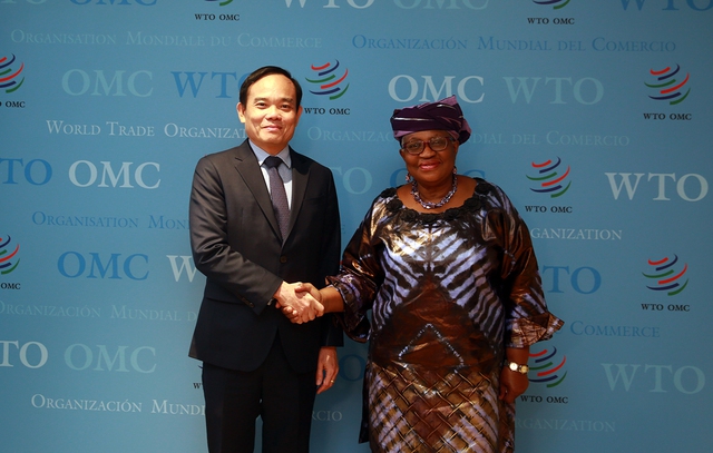 Phó Thủ tướng Trần Lưu Quang và Tổng Giám đốc WTO Okonjo-Iweala - Ảnh: VGP/Hải Minh