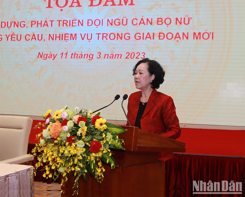 Thường trực Ban Bí thư Trương Thị Mai phát biểu tại tọa đàm.