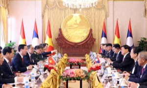 Chủ tịch nước Võ Văn Thưởng hội đàm với Tổng Bí thư, Chủ tịch nước Lào