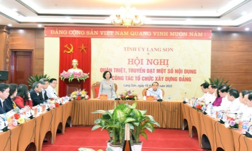 Thường trực Ban Bí thư, Trưởng Ban Tổ chức Trung ương Trương Thị Mai làm việc tại tỉnh Lạng Sơn