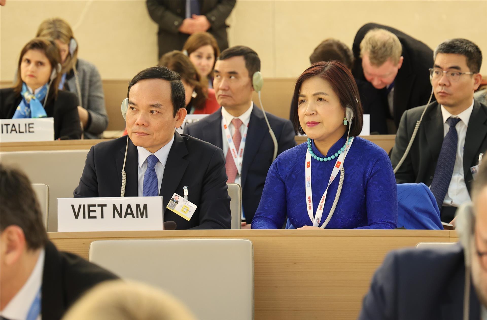 Phó Thủ tướng Chính phủ Trần Lưu Quang tham dự Khóa họp lần thứ 52 của Hội đồng Nhân quyền LHQ. Ảnh: TTXVN