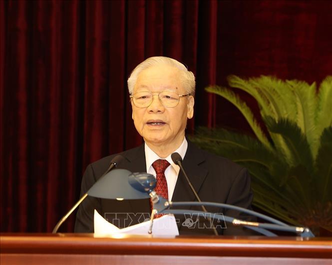 Tổng Bí thư Nguyễn Phú Trọng phát biểu khai mạc hội nghị.