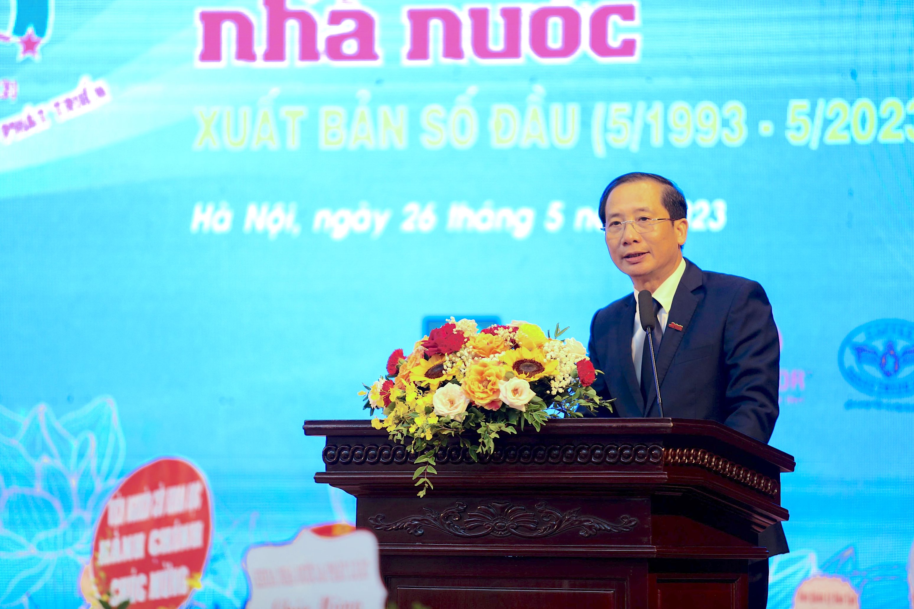 Đồng chí Nguyễn Bá Chiến, Giám đốc Học viện phát biểu tại buổi lễ.