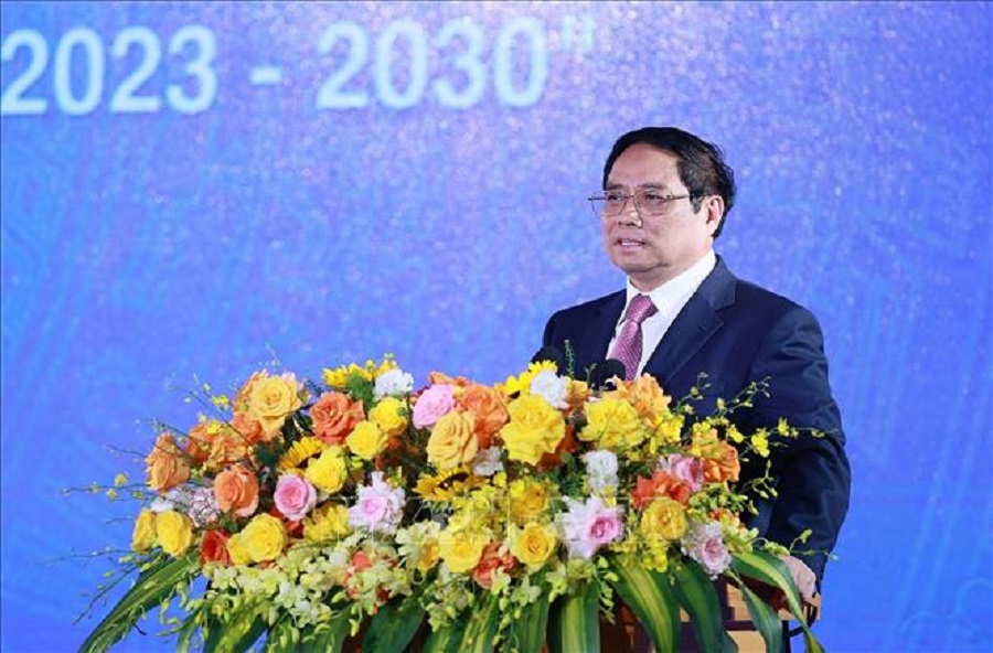Thủ tướng Phạm Minh Chính phát động Phong trào “Cả nước thi đua xây dựng xã hội học tập, đẩy mạnh học tập suốt đời giai đoạn 2023 - 2030”. Ảnh: Dương Giang/TTXVN.