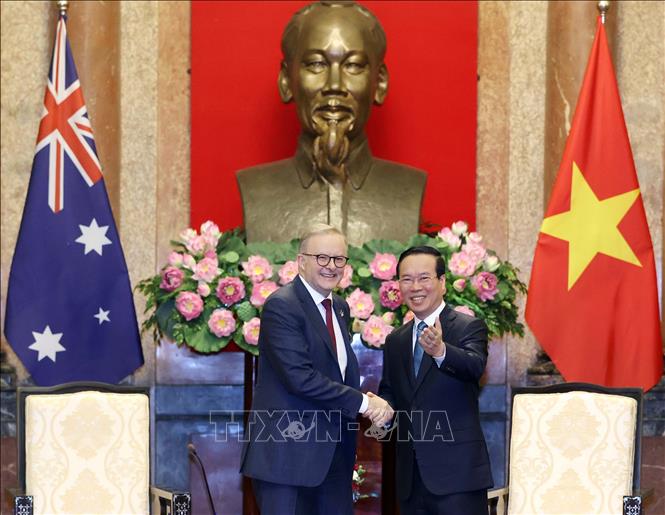 Chủ tịch nước Võ Văn Thưởng và Thủ tướng Ốt-xtrây-li-a Anthony Albanese.