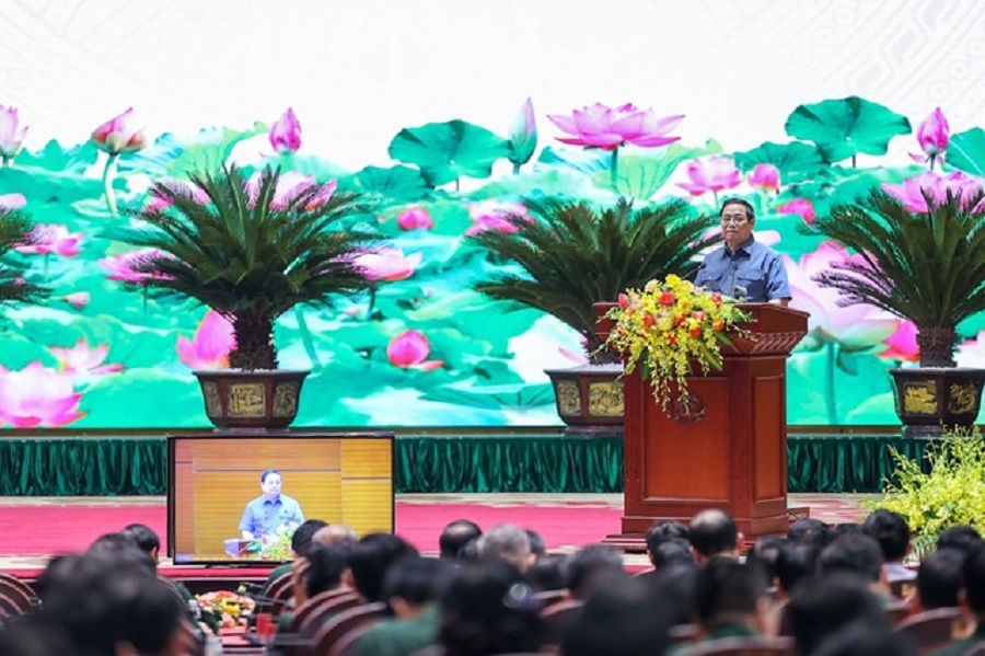 Thủ tướng Phạm Minh Chính: Quân đội đã thực hiện tốt chức năng đội quân chiến đấu, đội quân công tác, đội quân lao động sản xuất, hoàn thành toàn diện mọi nhiệm vụ được giao. Ảnh: VGP/Nhật Bắc.