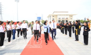 Thường trực Ban Bí thư, Trưởng Ban Tổ chức Trung ương Trương Thị Mai dự Ngày hội toàn dân bảo vệ an ninh Tổ quốc tại Thái Thụy (Thái Bình)