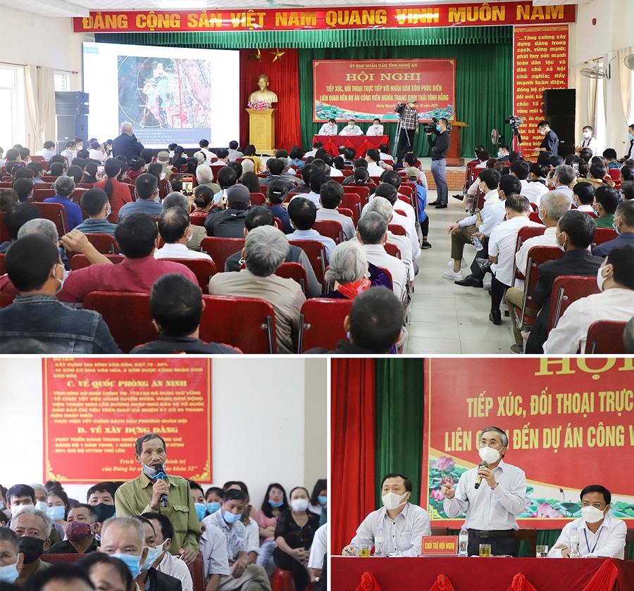 UBND tỉnh Nghệ An tổ chức hội nghị đối thoại, trả lời những kiến nghị của công dân liên quan đến triển khai Dự án Công viên sinh thái vĩnh hằng tại xã Hưng Tây, huyện Hưng Nguyên, tỉnh Nghệ An.