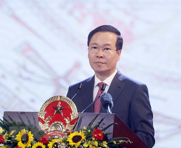 Chủ tịch nước Võ Văn Thưởng khẳng định Việt Nam kiên trì phấn đấu thực hiện lý tưởng độc lập dân tộc, gắn liền với chủ nghĩa xã hội mà Đảng, Bác Hồ và nhân dân đã lựa chọn. (Ảnh: Thống Nhất/TTXVN).