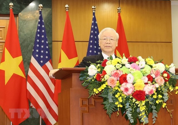 Tổng Bí thư Nguyễn Phú Trọng phát biểu tại cuộc Họp báo Chung.