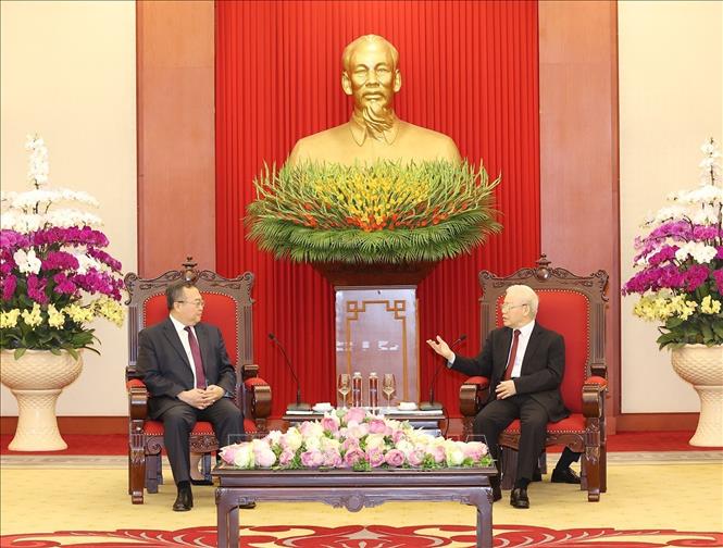 Tổng Bí thư Nguyễn Phú Trọng tiếp Trưởng Ban Liên lạc Đối ngoại Trung ương Đảng Cộng sản Trung Quốc Lưu Kiến Siêu.