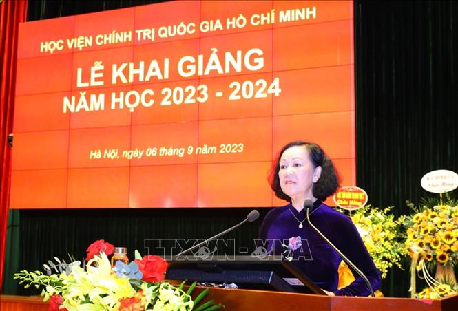Thường trực Ban Bí thư Trương Thị Mai phát biểu chỉ đạo. Ảnh: Văn Điệp/TTXVN