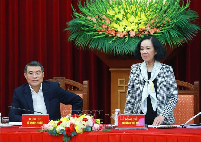 Thường trực Ban Bí thư, Trưởng Ban Tổ chức Trung ương Trương Thị Mai phát biểu ý kiến chỉ đạo tại Hội nghị. Ảnh: Phương Hoa/TTXVN