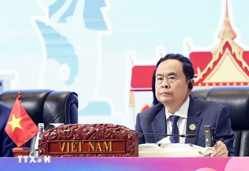 Chủ tịch Quốc hội Trần Thanh Mẫn phát biểu tại Phiên toàn thể thứ nhất AIPA-45. (Ảnh: Thống Nhất/TTXVN).