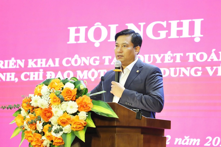 Đồng chí Phạm Toàn Vượng, Thành viên HĐTV, Tổng Giám đốc Agribank phát biểu khai mạc Hội nghị triển khai công tác quyết toán năm 2024