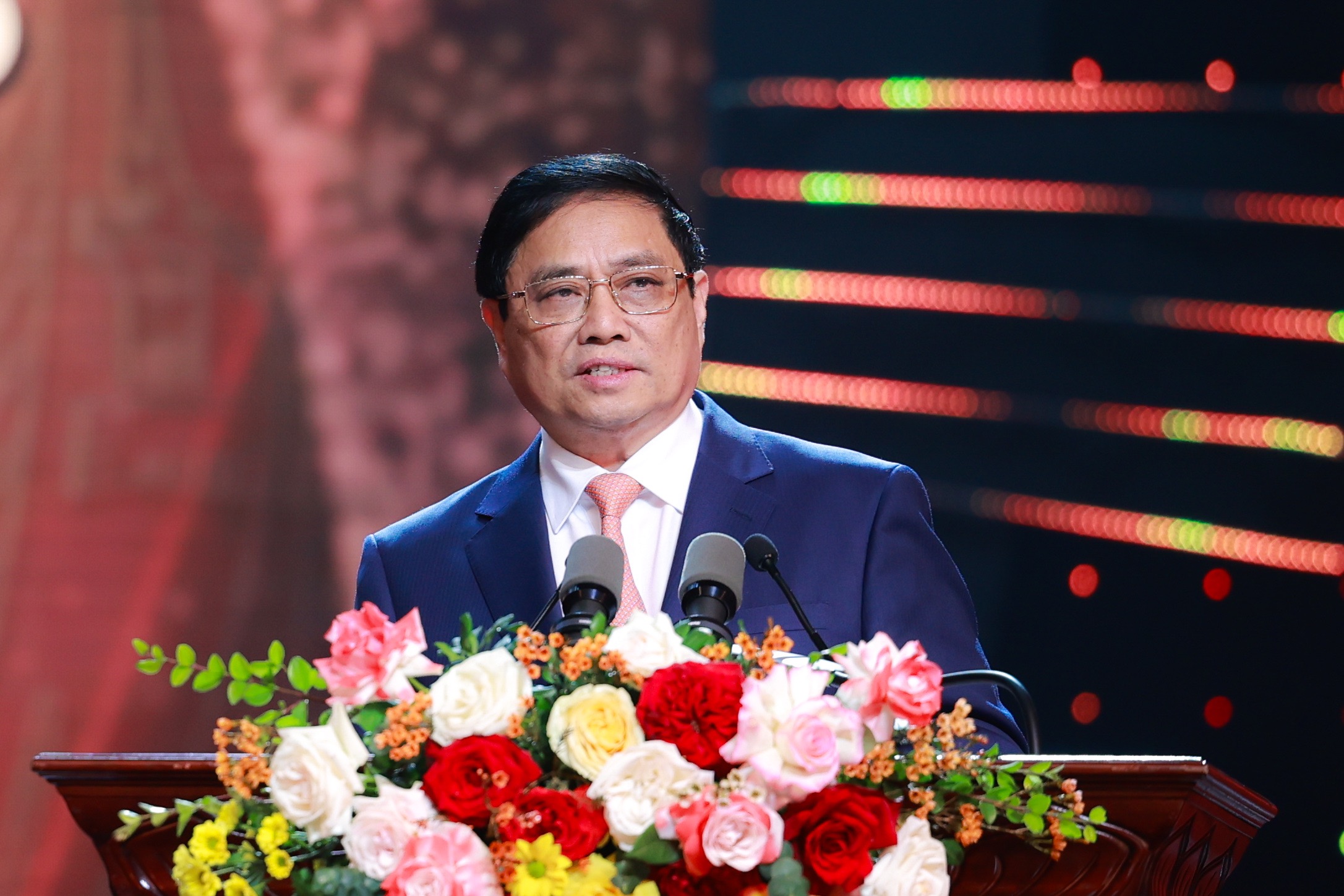 Thủ tướng Chính phủ Phạm Minh Chính phát biểu tại Lễ công bố và trao Giải báo chí toàn quốc về xây dựng Đảng (mang tên Búa liềm vàng) lần thứ VIII - năm 2023.