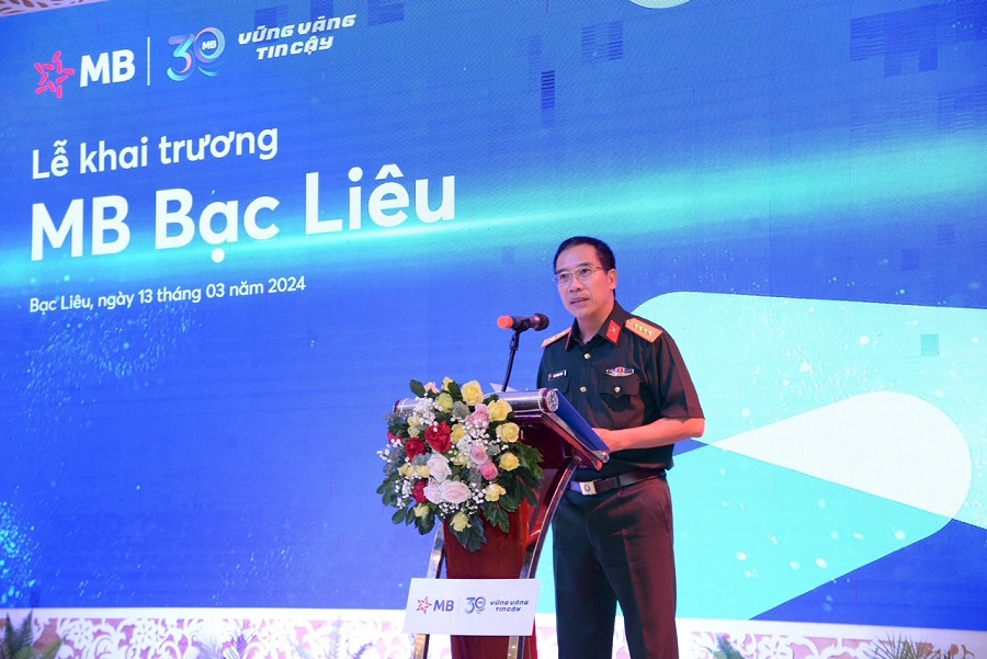 Ông Lưu Trung Thái - Chủ tịch HĐQT MB phát biểu tại lễ khai trương MB Bạc Liêu.