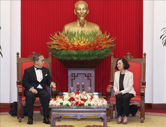 Thường trực Ban Bí thư, Trưởng Ban Tổ chức Trung ương Trương Thị Mai tiếp Đại sứ Nhật Bản tại Việt Nam Yamada Takio.