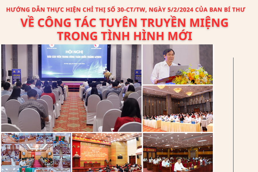 Ban Tuyên giáo Trung ương hướng dẫn thực hiện Chỉ thị số 30-CT/TW của Ban Bí thư Trung ương Đảng khóa XIII về công tác tuyên truyền miệng trong tình hình mới.