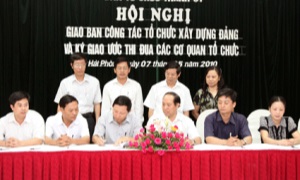 Hải Phòng giao ước thi đua các ban tổ chức quận ủy, huyện ủy, đảng ủy trực thuộc