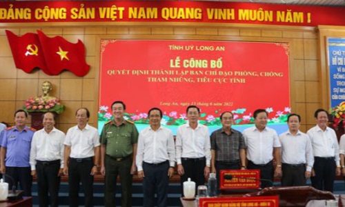 Thành lập BCĐ phòng, chống tham nhũng, tiêu cực tỉnh Long An