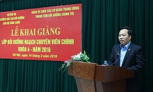 Khai giảng lớp bồi dưỡng kiến thức quản lý nhà nước chương trình chuyên viên chính khóa 4 năm 2016