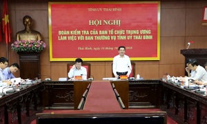 Đoàn kiểm tra của Ban Tổ chức Trung ương làm việc với Ban Thường vụ Tỉnh ủy Thái Bình