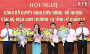 Thái Bình công bố, trao quyết định điều động, bổ nhiệm cán bộ