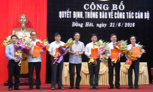 Ban Thường vụ Tỉnh ủy Quảng Bình công bố các quyết định, thông báo về công tác cán bộ